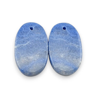 Blue quartz pair of cabochons with hole 22x13 mm no P659