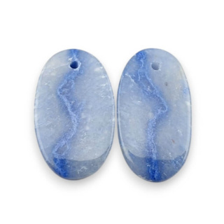 Blue quartz pair of cabochons with hole 22x13 mm no P662