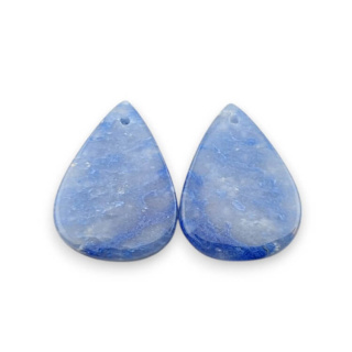 Blue quartz pair of cabochons with hole 22x16 mm no P678