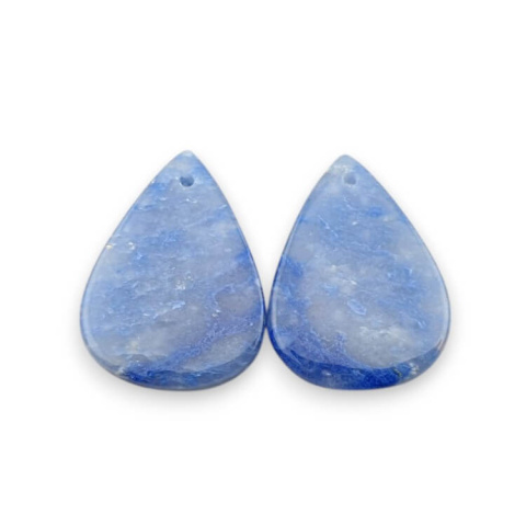Blue quartz pair of cabochons with hole 22x16 mm no P678 Blue quartz pair of cabochons with hole 22x16 mm no P678