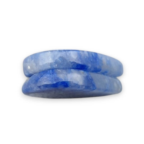 Blue quartz pair of cabochons with hole 22x16 mm no P678 Blue quartz pair of cabochons with hole 22x16 mm no P678