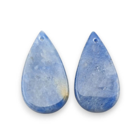Blue quartz pair of cabochons with hole 23x13 mm no P698 Blue quartz pair of cabochons with hole 23x13 mm no P698
