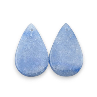 Blue quartz pair of cabochons with hole 23x14 mm no P666