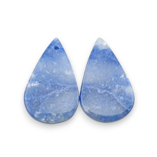Blue quartz pair of cabochons with hole 23x14 mm no P696