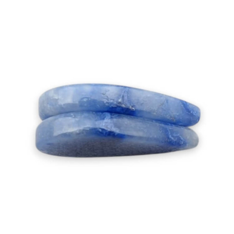 Blue quartz pair of cabochons with hole 23x14 mm no. P696 Blue quartz pair of cabochons with hole 23x14 mm no. P696