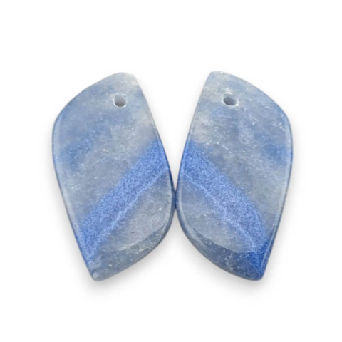 Blue quartz pair of cabochons with hole 24x12 mm no P663 Blue quartz pair of cabochons with hole 24x12 mm no P663
