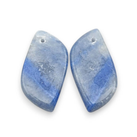 Blue quartz pair of cabochons with hole 24x12 mm no P663 Blue quartz pair of cabochons with hole 24x12 mm no P663