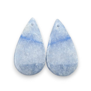 Blue quartz pair of cabochons with hole 24x12 mm no P671