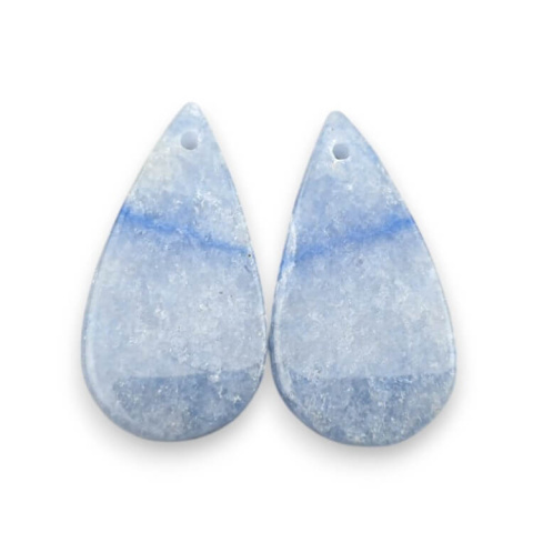 Blue quartz pair of cabochons with hole 24x12 mm no. P671 Blue quartz pair of cabochons with hole 24x12 mm no. P671