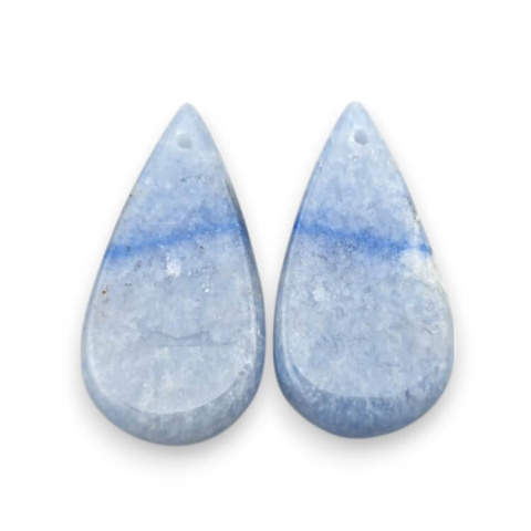 Blue quartz pair of cabochons with hole 24x12 mm no. P671 Blue quartz pair of cabochons with hole 24x12 mm no. P671
