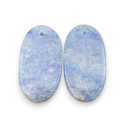 Blue quartz pair of cabochons with hole 24x12 mm no P693 Blue quartz pair of cabochons with hole 24x12 mm no P693