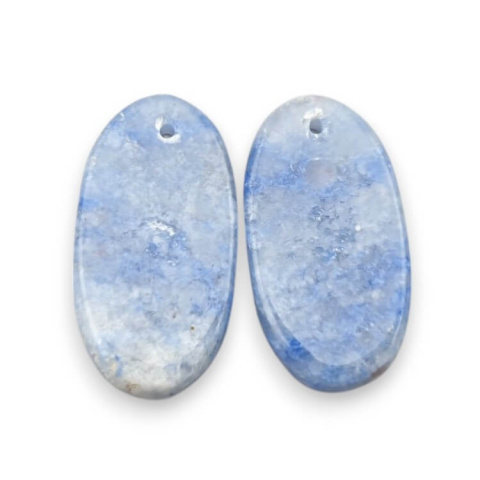 Blue quartz pair of cabochons with hole 24x12 mm no P693 Blue quartz pair of cabochons with hole 24x12 mm no P693
