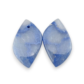 Blue quartz pair of cabochons with hole 24x13 mm no P688