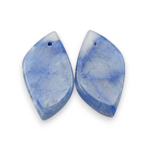 Blue quartz pair of cabochons with hole 24x13 mm no P688 Blue quartz pair of cabochons with hole 24x13 mm no P688