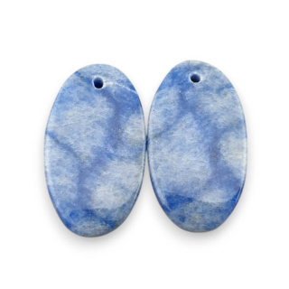 Blue quartz pair of cabochons with hole 25x14 mm no P681