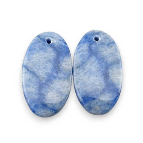 Blue quartz pair of cabochons with hole 25x14 mm no P681 Blue quartz pair of cabochons with hole 25x14 mm no P681