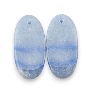 Blue quartz pair of cabochons with hole 26x12 mm no P673