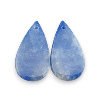 Blue quartz pair of cabochons with hole 26x14 mm no P695