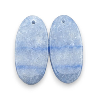 Blue quartz pair of cabochons with hole 27x13 mm no P680