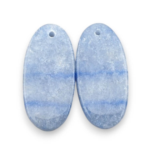 Blue quartz pair of cabochons with hole 27x13 mm no P680 Blue quartz pair of cabochons with hole 27x13 mm no P680