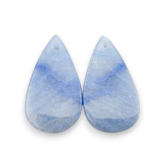 Blue quartz pair of cabochons with hole 27x15 mm no P685