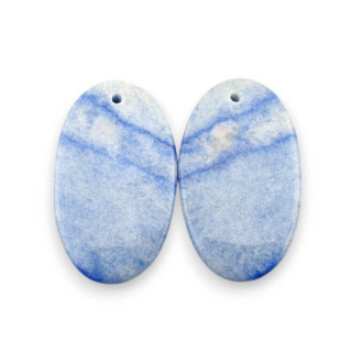 Blue quartz pair of cabochons with hole 27x16 mm no P668