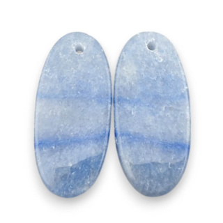 Blue quartz pair of cabochons with hole 28x12 mm no P661