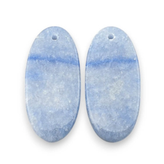 Blue quartz pair of cabochons with hole 28x13 mm no P667