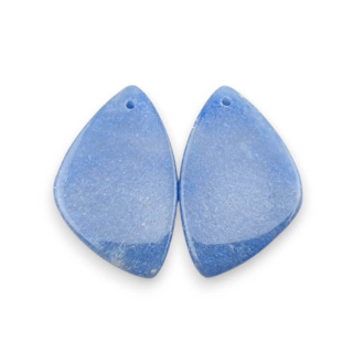Blue quartz pair of cabochons with hole 28x17 mm no P683