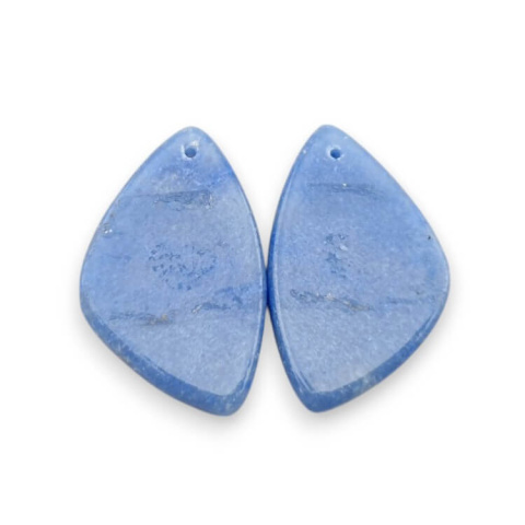 Blue quartz pair of cabochons with hole 28x17 mm no P683 Blue quartz pair of cabochons with hole 28x17 mm no P683