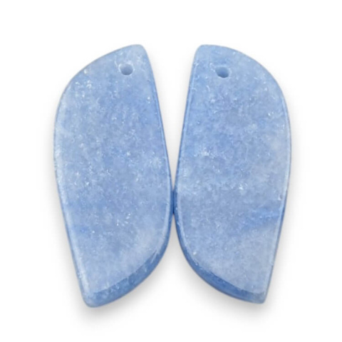 Blue quartz pair of cabochons with hole 29x12 mm no P676 Blue quartz pair of cabochons with hole 29x12 mm no P676