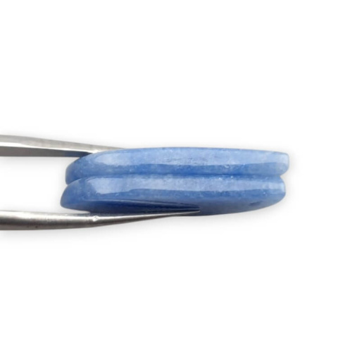 Blue quartz pair of cabochons with hole 29x12 mm no P676 Blue quartz pair of cabochons with hole 29x12 mm no P676
