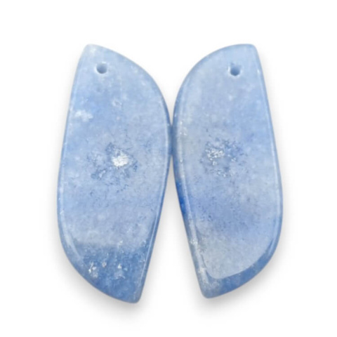 Blue quartz pair of cabochons with hole 29x12 mm no P676 Blue quartz pair of cabochons with hole 29x12 mm no P676