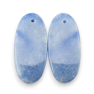 Blue quartz pair of cabochons with hole 29x13 mm no P674