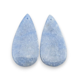 Blue quartz pair of cabochons with hole 29x14 mm no P687