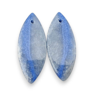 Blue quartz pair of cabochons with hole 30x12 mm no P686
