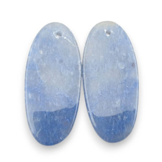 Blue quartz pair of cabochons with hole 30x14 mm no P660