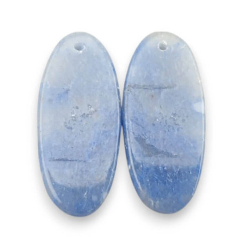 Blue quartz pair of cabochons with hole 30x14 mm no P660 Blue quartz pair of cabochons with hole 30x14 mm no P660