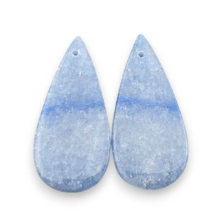 Blue quartz pair of cabochons with hole 30x14 mm no P677