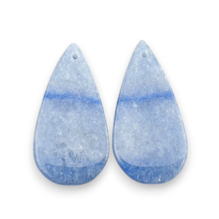 Blue quartz pair of cabochons with hole 30x15 mm no P694