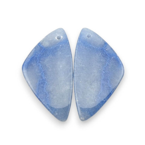 Blue quartz pair of cabochons with hole 30x16 mm no P690 Blue quartz pair of cabochons with hole 30x16 mm no P690