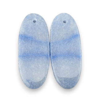 Blue quartz pair of cabochons with hole 31x12 mm no P700