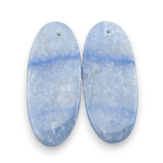 Blue quartz pair of cabochons with hole 31x13 mm no P684