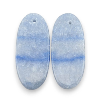 Blue quartz pair of cabochons with hole 31x13 mm no P691
