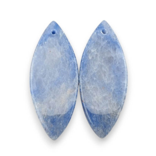 Blue quartz pair of cabochons with hole 33x13 mm no P675