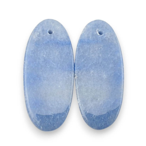 Blue quartz pair of cabochons with hole 33x14 mm no. P692 Blue quartz pair of cabochons with hole 33x14 mm no. P692