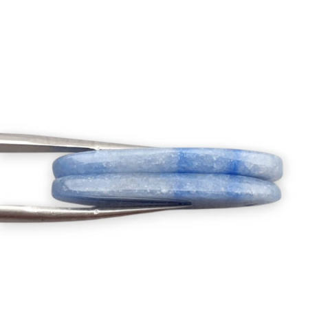Blue quartz pair of cabochons with hole 33x14 mm no. P692 Blue quartz pair of cabochons with hole 33x14 mm no. P692