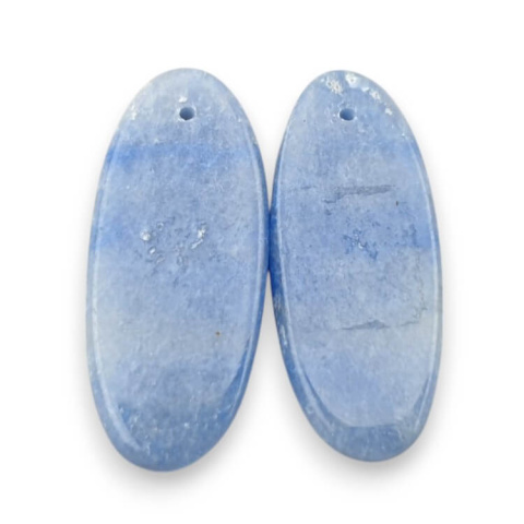 Blue quartz pair of cabochons with hole 33x14 mm no. P692 Blue quartz pair of cabochons with hole 33x14 mm no. P692