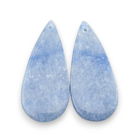 Blue quartz pair of hole cabochons 34x15 mm no P664 Blue quartz pair of hole cabochons 34x15 mm no P664