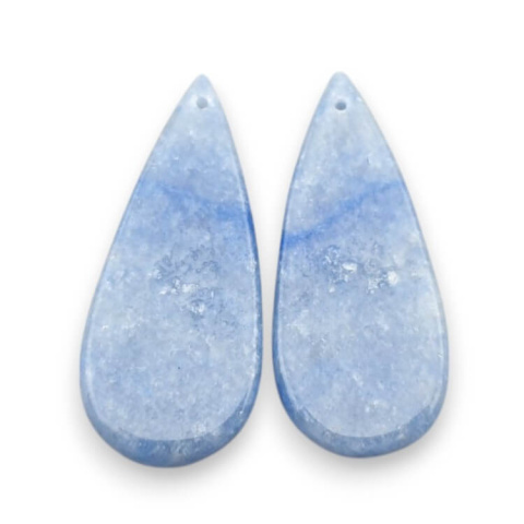 Blue quartz pair of hole cabochons 34x15 mm no P664 Blue quartz pair of hole cabochons 34x15 mm no P664